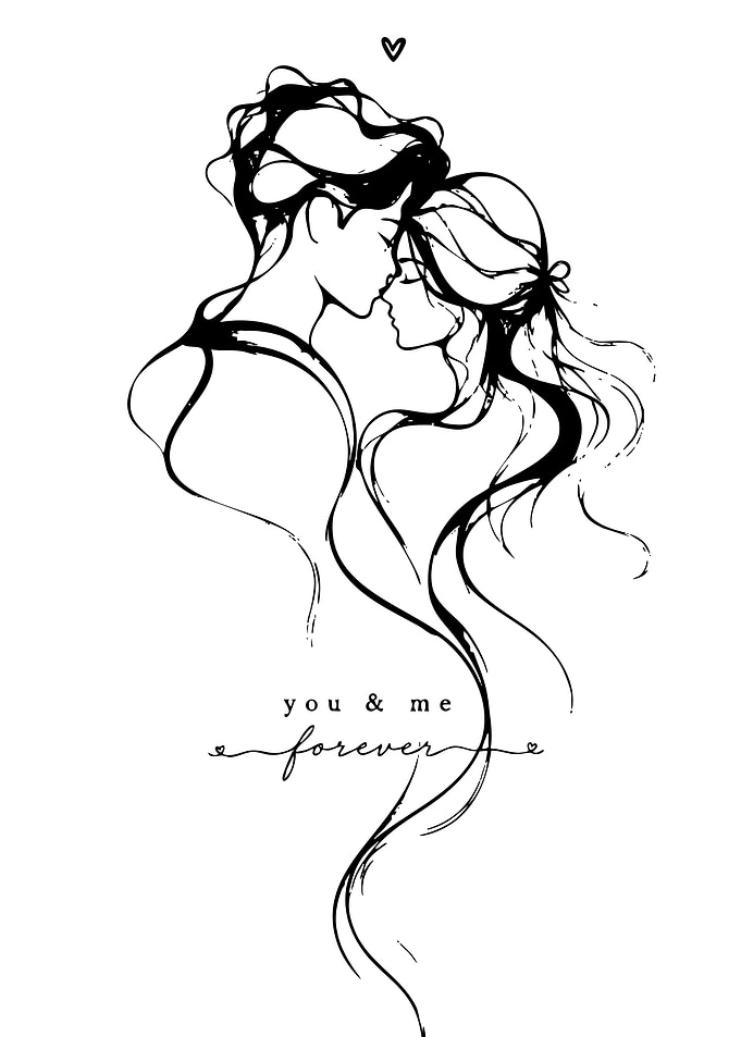Minimalist Line Art Couple Illustration