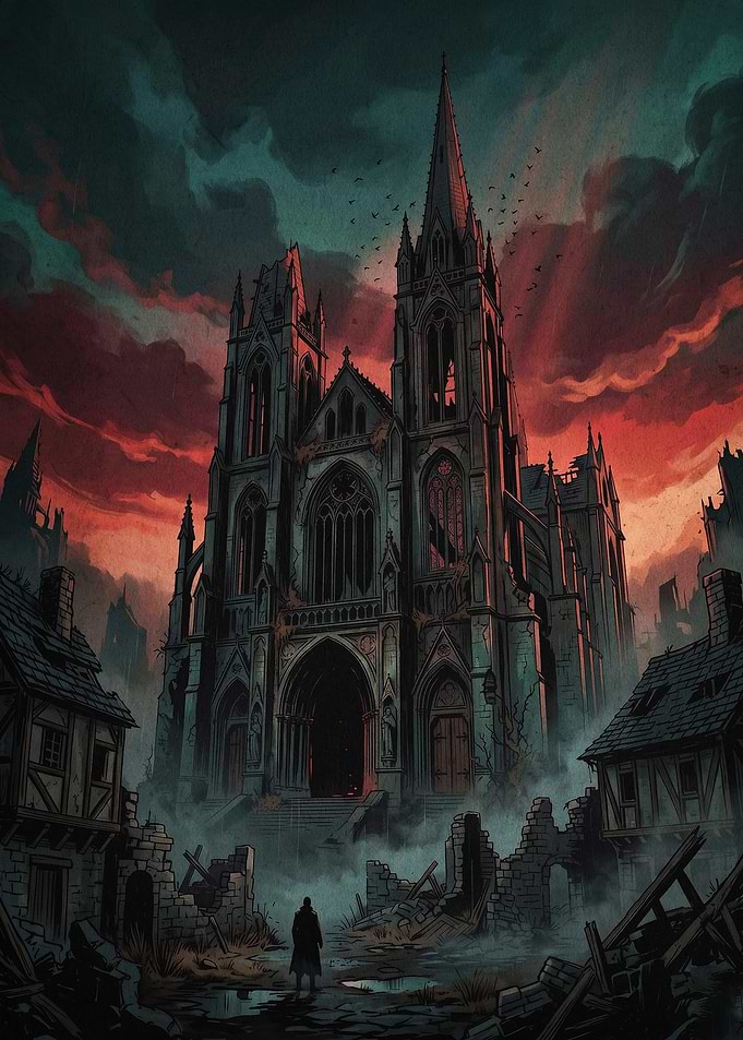 Gothic Cathedral Ruin Dark Fantasy