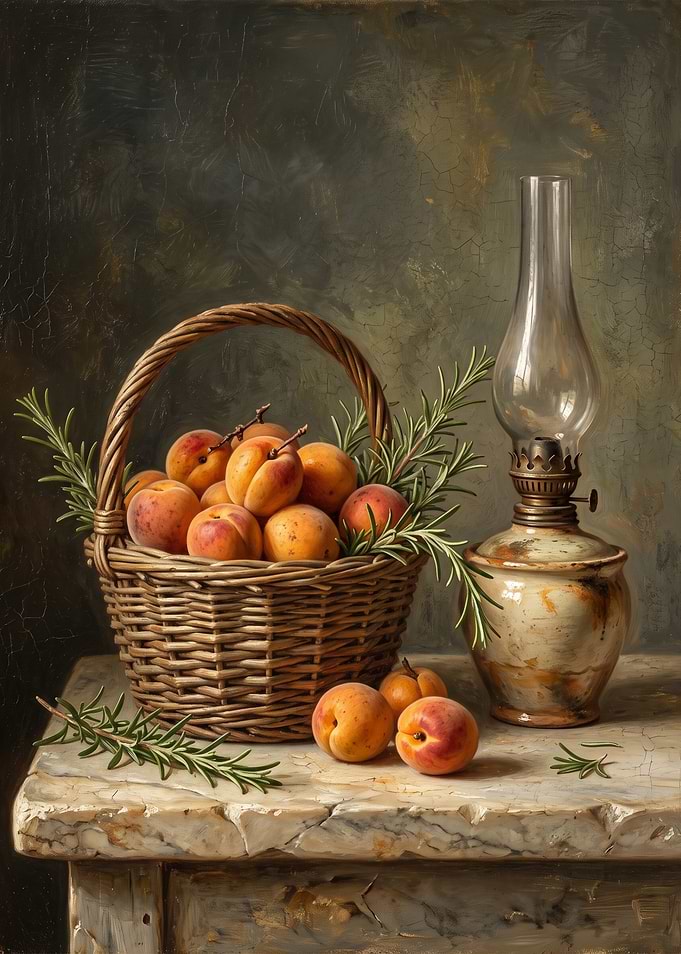 Still Life with Peaches and Lamp