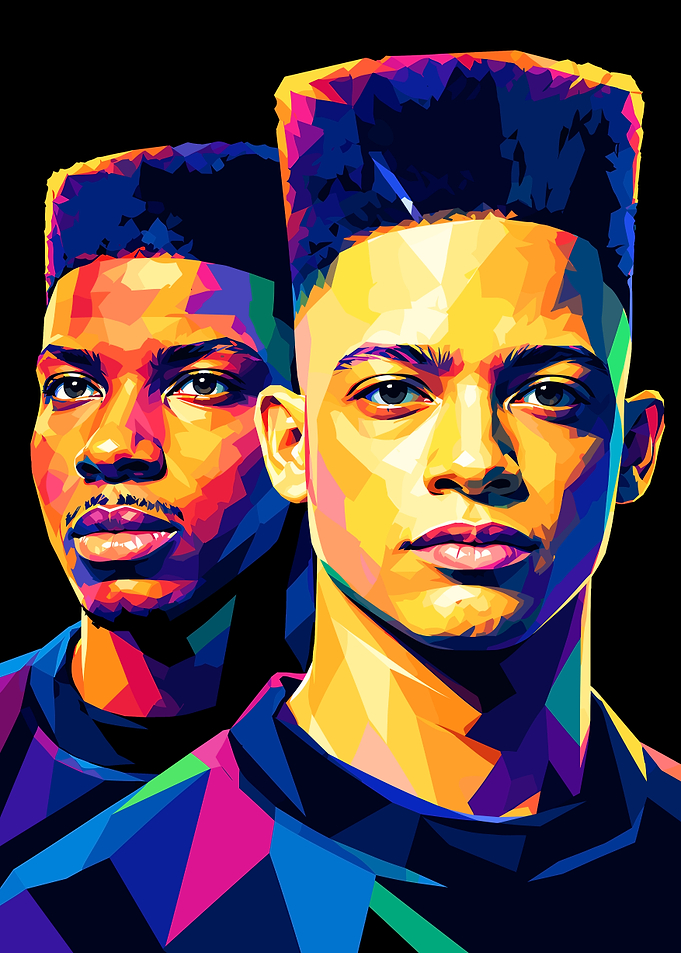 Colorful Geometric Portrait of Two Men