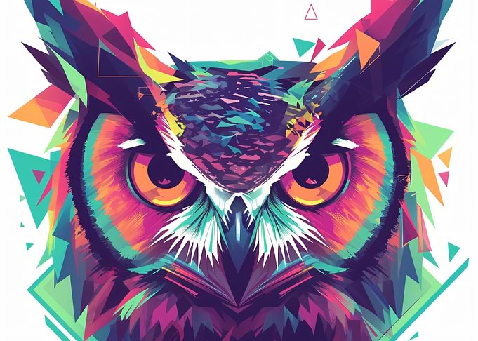 Colorful Geometric Owl Portrait