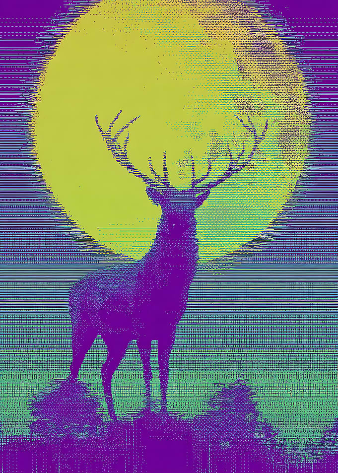 Glitch Art Deer Silhouette