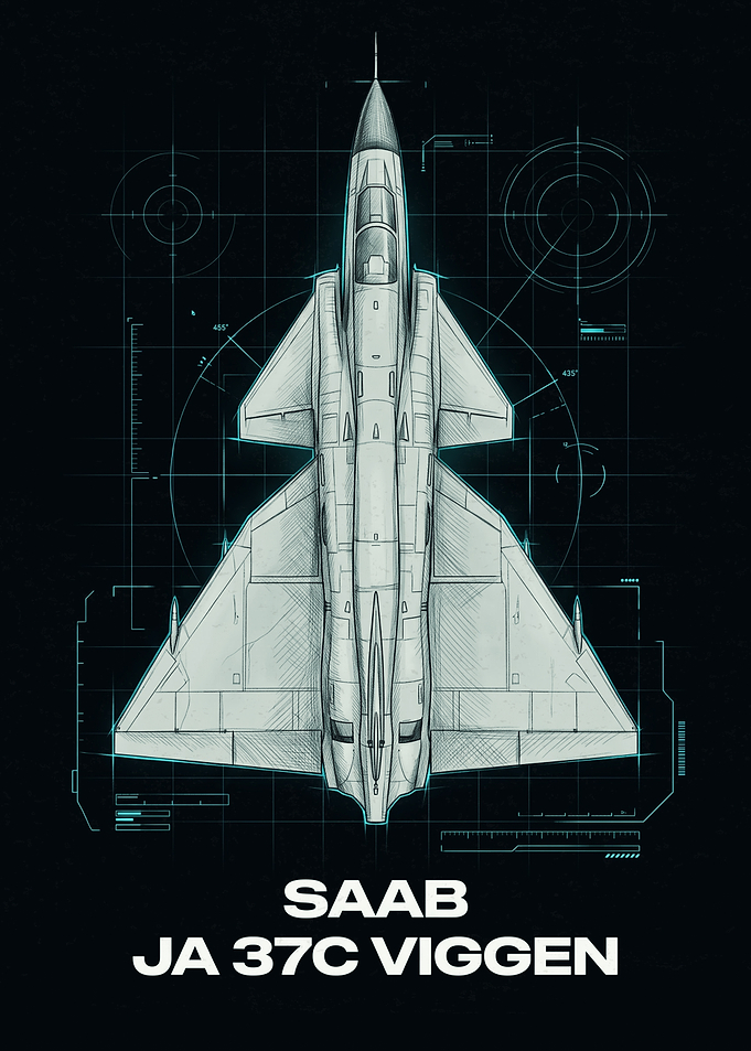 SAAB JA 37C Viggen Blueprint Poster