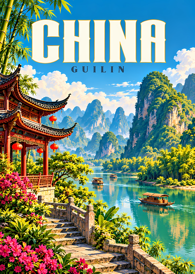 Guilin China Travel Poster