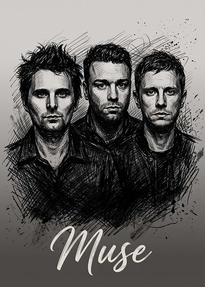 Muse Band Members Sketch Portrait