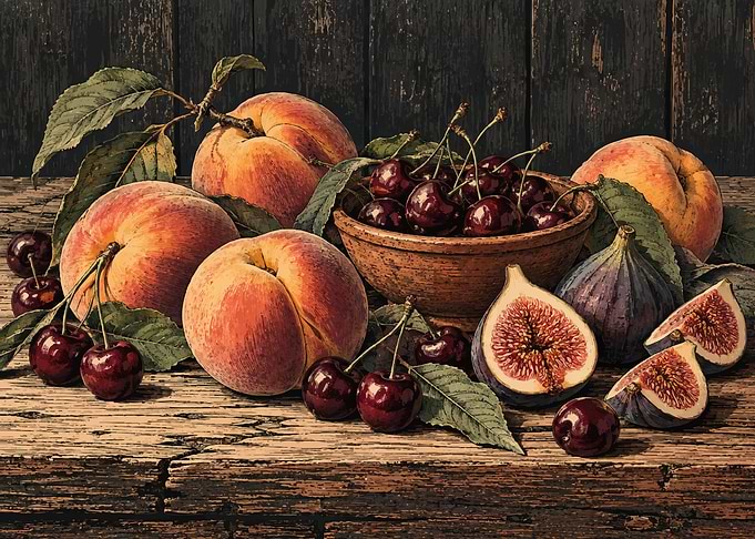 Rustic Still Life Fruit Arrangement