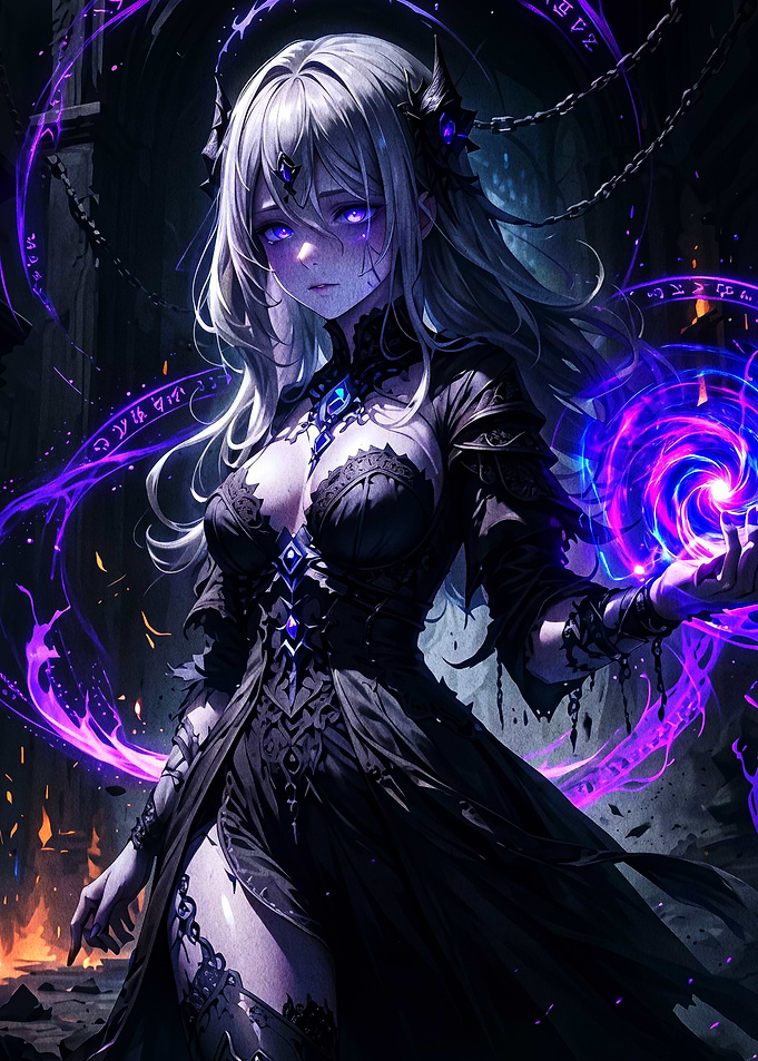 Dark Fantasy Sorceress with Magic