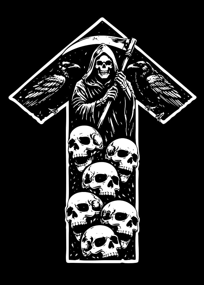 Grim Reaper and Skulls Rune Art