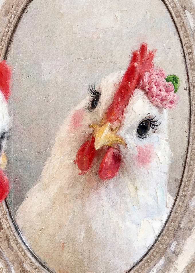Whimsical Portrait of a Fancy Chicken