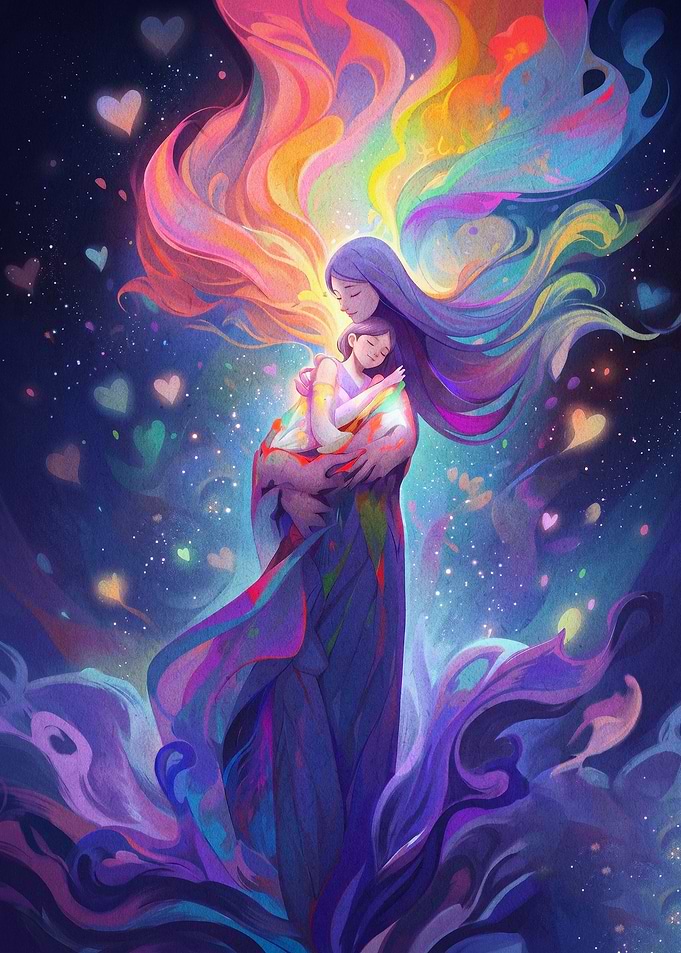 Mother Child Love Cosmic Poster