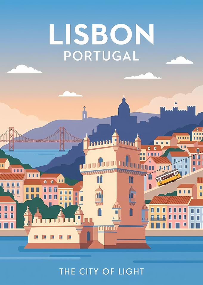 Lisbon Portugal Travel Poster