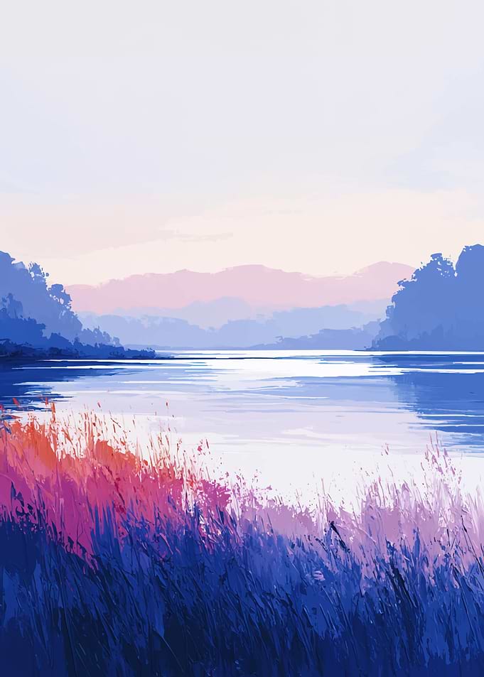 Serene Lake Landscape at Sunset