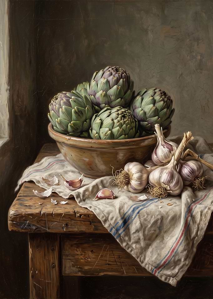 Still Life with Artichokes and Garlic