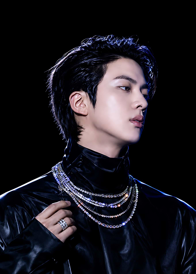 Jin from BTS in Black Leather