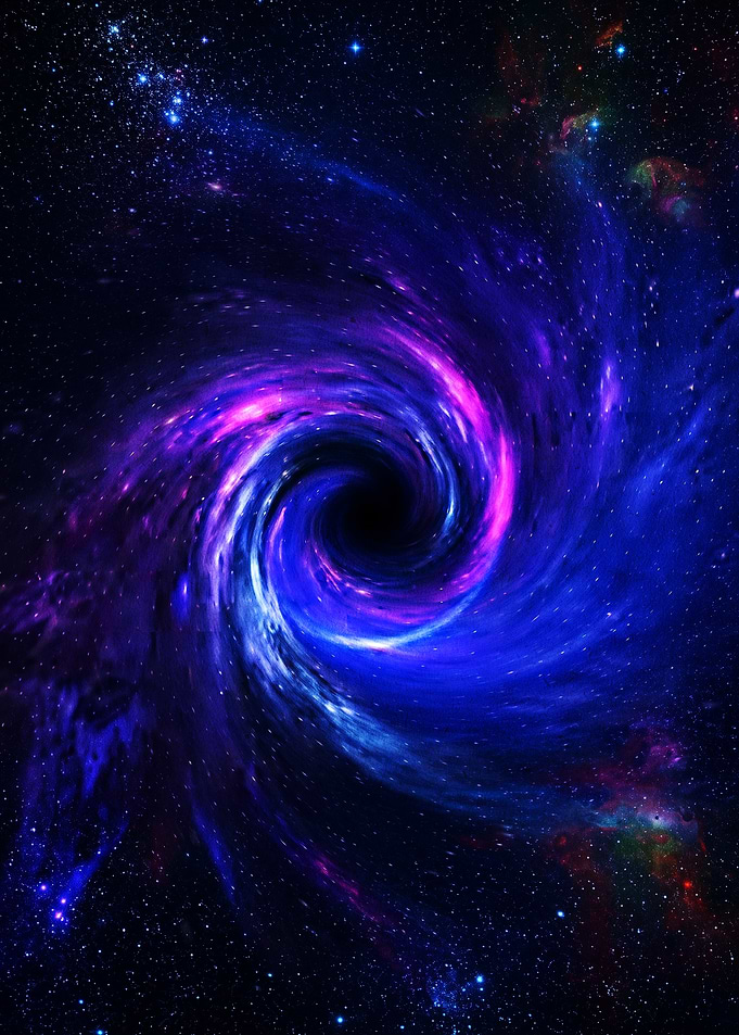 Vibrant Cosmic Black Hole Spiral