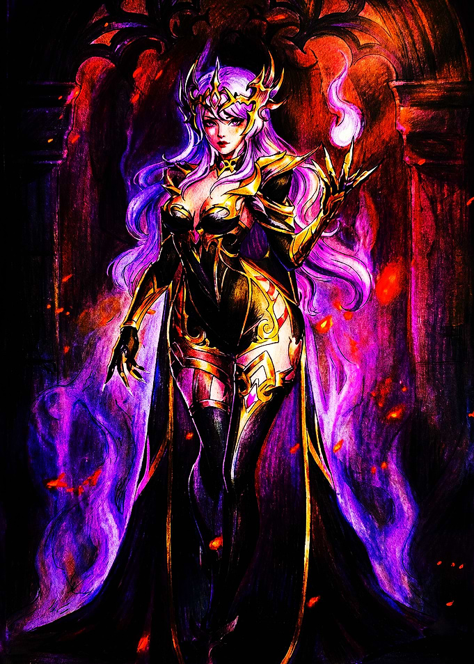 Purple Flame Sorceress Fantasy Art