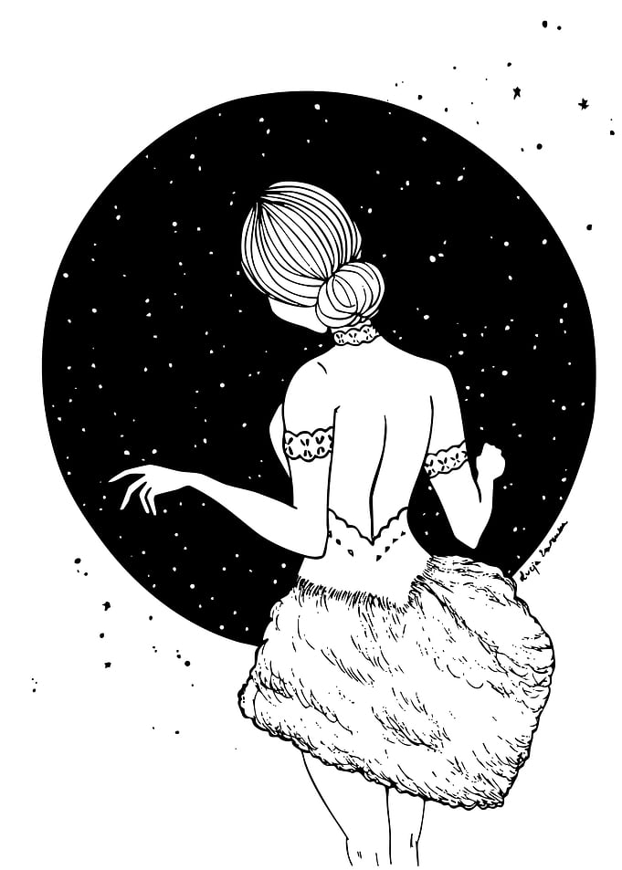 Elegant Woman in Starry Night