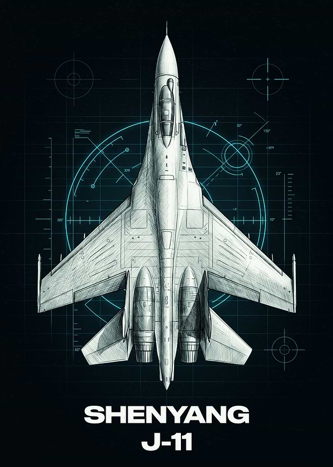 Shenyang J-11 Fighter Jet Blueprint