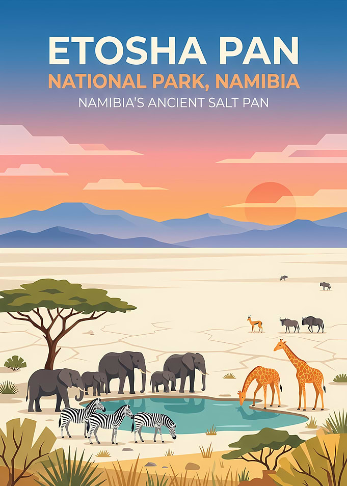 Etosha Pan National Park Travel Poster