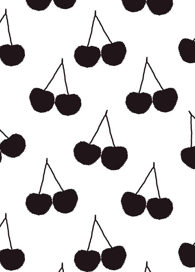 Minimalist Black and White Cherry Pattern
