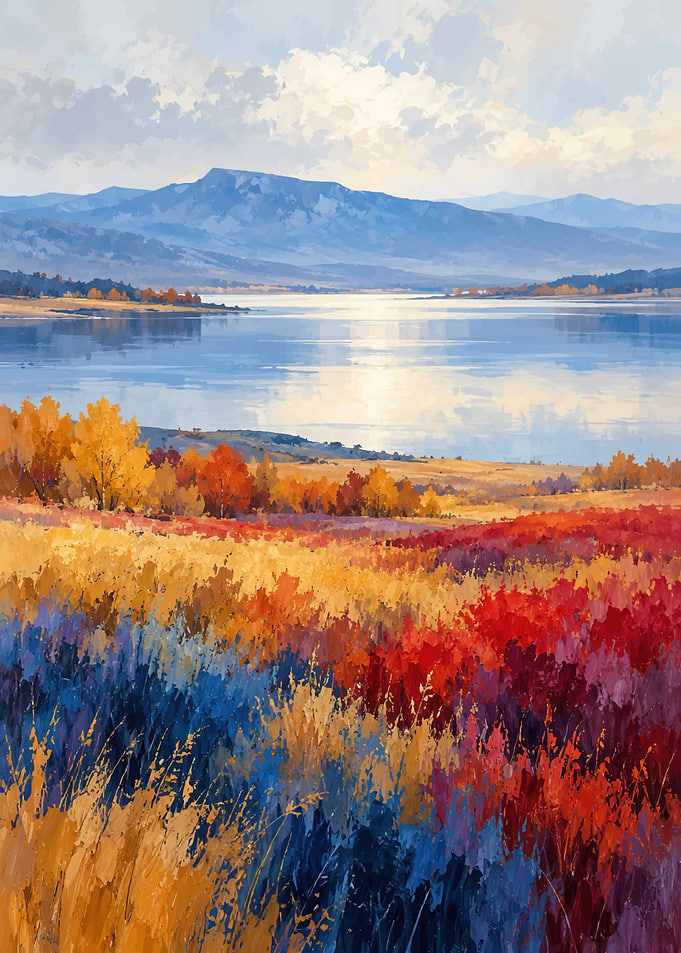 Vibrant Autumn Landscape with Lake