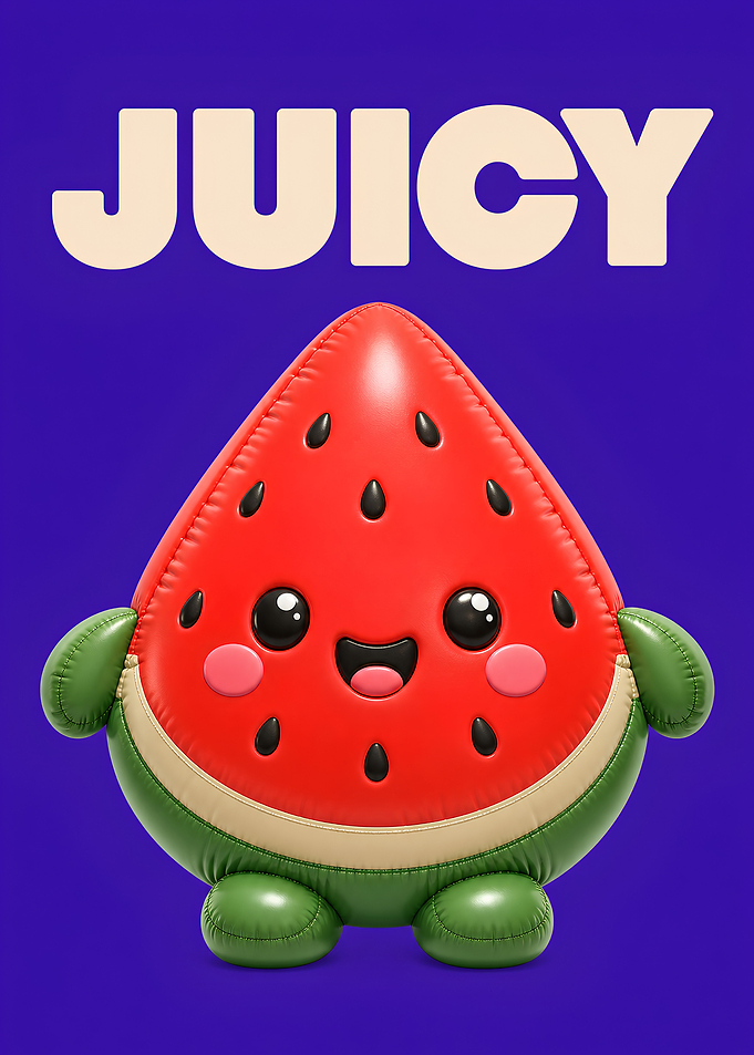 Cute Inflatable Watermelon Character Poster