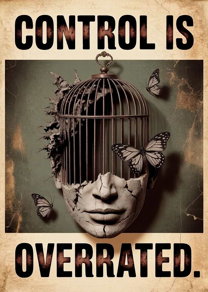 Control Is Overrated Surreal Art Poster