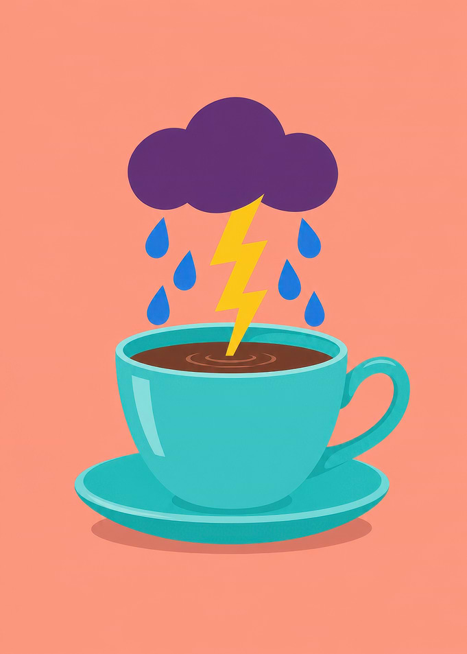 Stormy Coffee Cup Illustration
