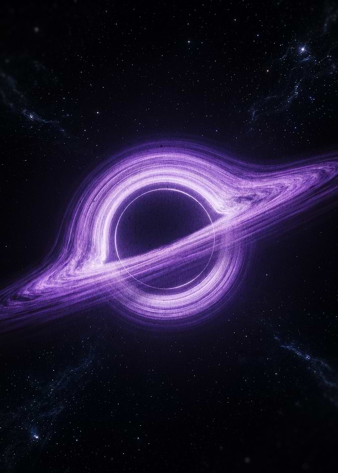 Purple Glowing Black Hole in Space