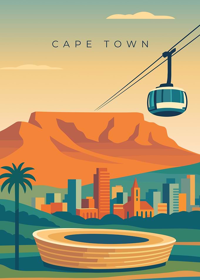 Cape Town | Minimal Vintage Travel Poster