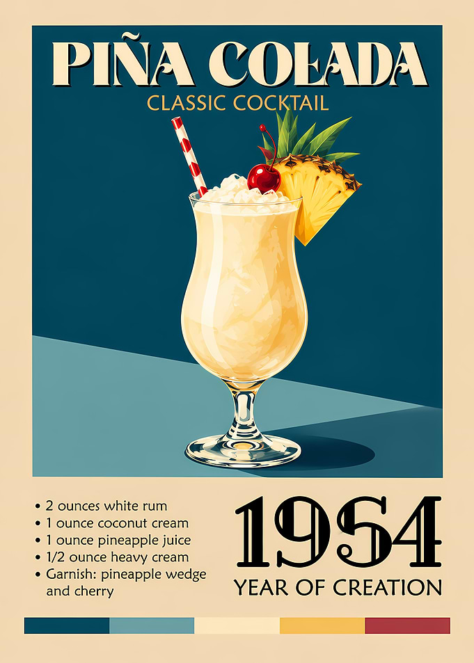 Vintage Piña Colada Cocktail Poster