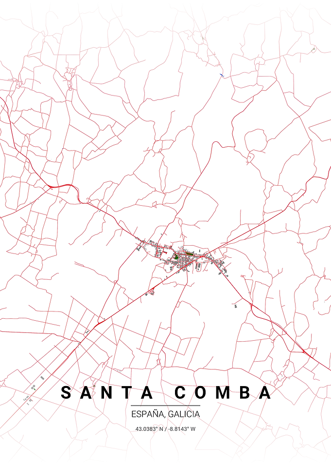 Santa Comba Spain Map Print