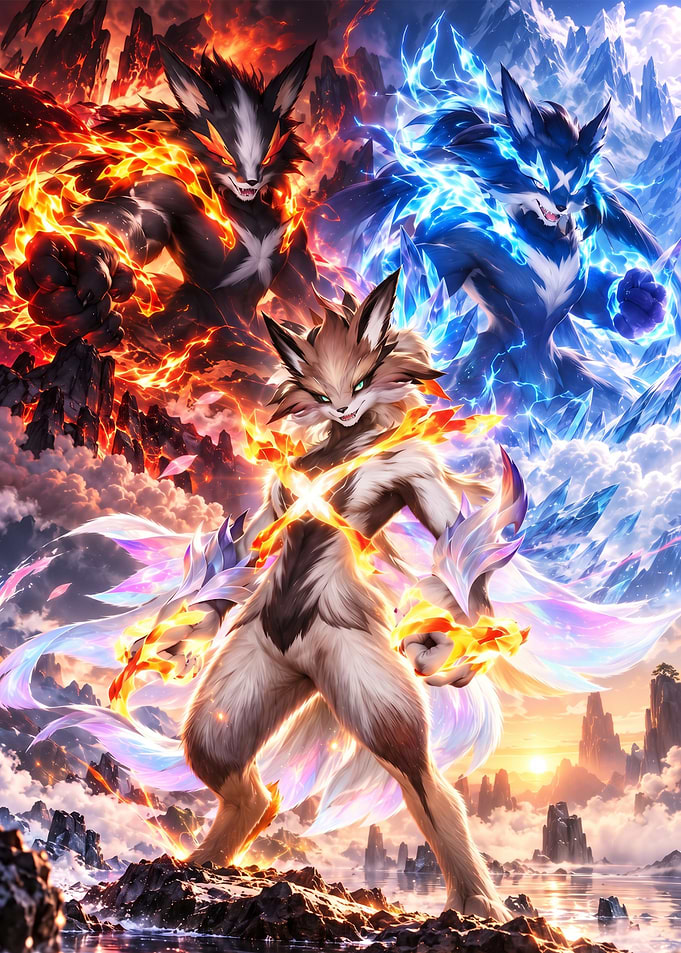 Elemental Fox Warriors Fantasy Art