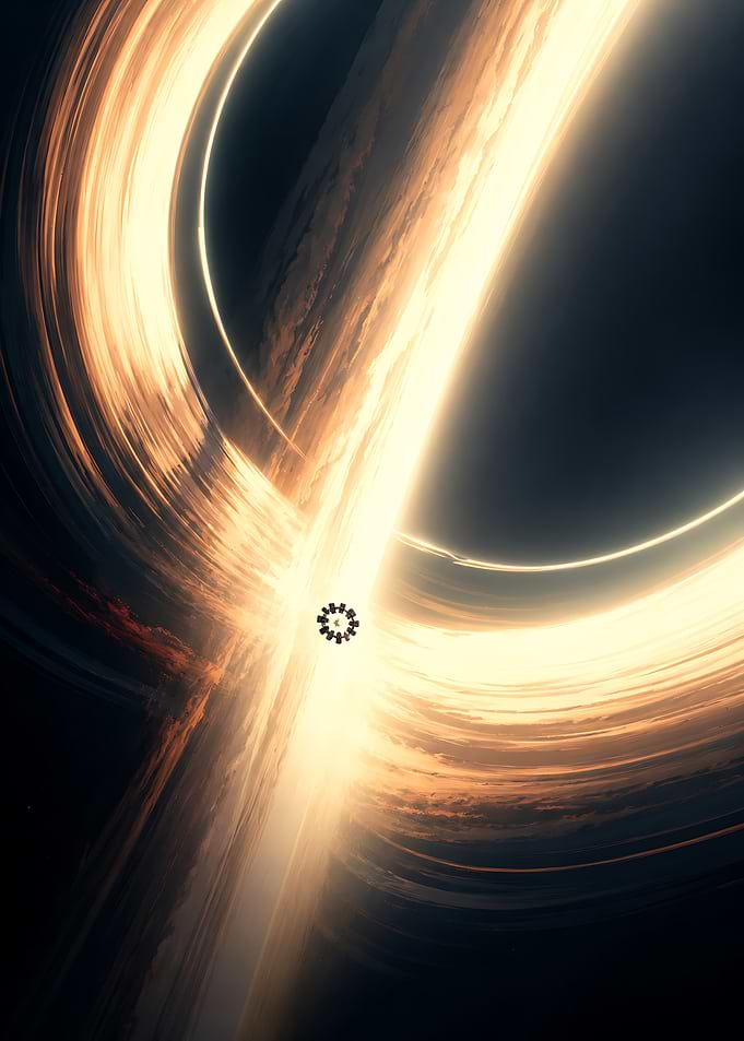 Endurance Spacecraft Near Gargantua Black Hole