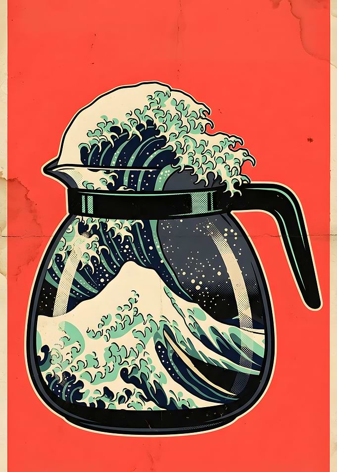 The Great Wave Coffee Pot Poster
