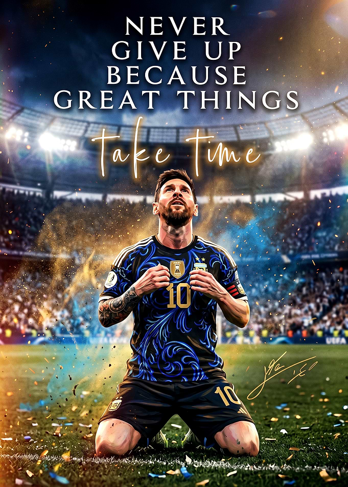 Lionel Messi Inspirational Soccer Poster