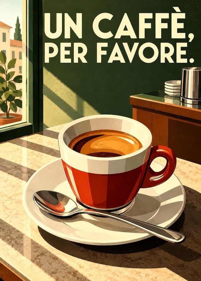 Un Caffè Per Favore Coffee Poster