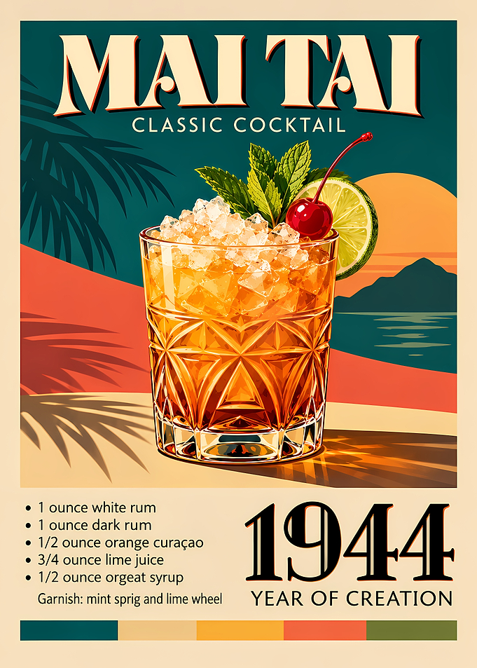 Vintage Mai Tai Cocktail Poster