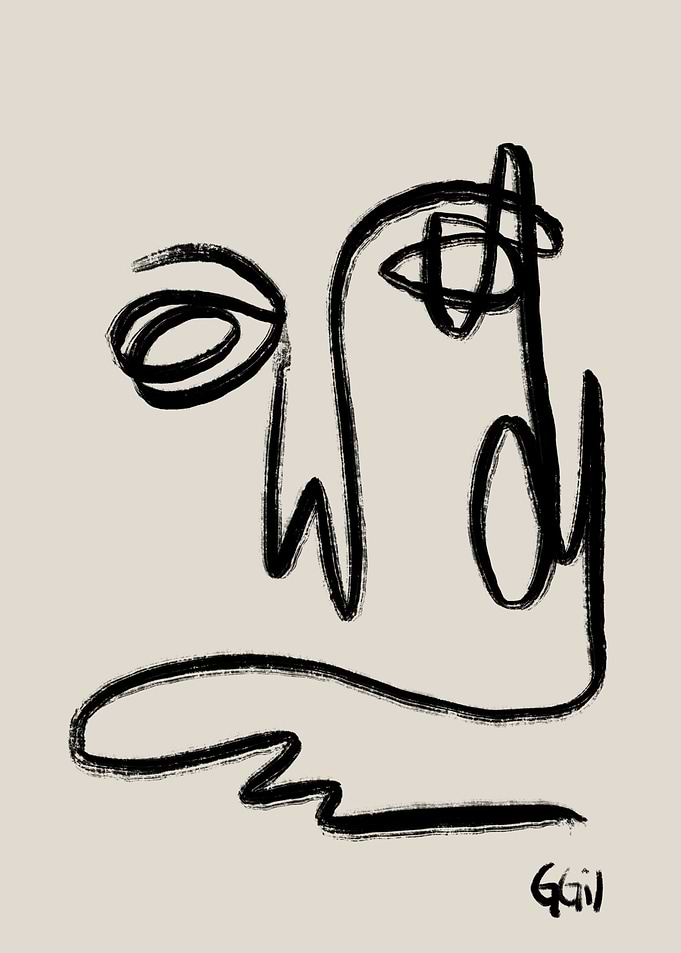 Abstract Minimalist Line Art Face
