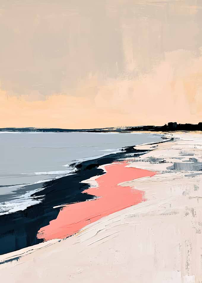 Abstract Coastal Beach Landscape Painting