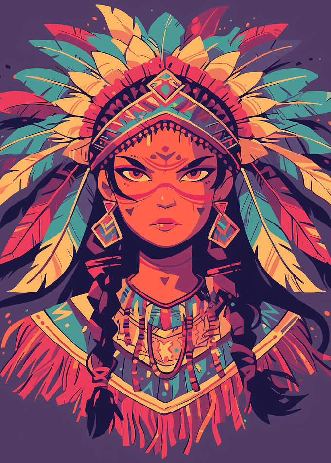 Vibrant Native American Inspired Portrait