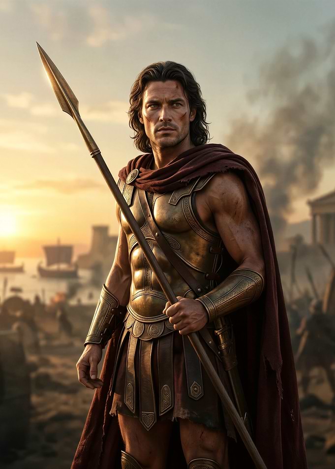 Ancient Greek Warrior at Sunset