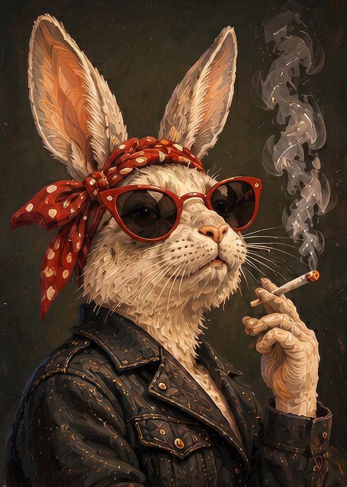 Cool Rabbit in Leather Jacket