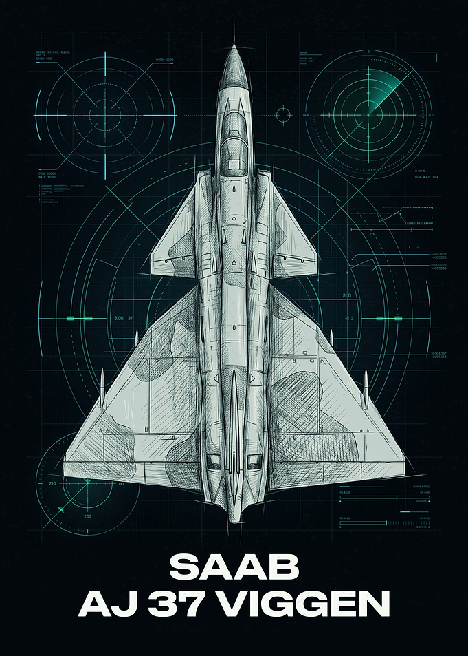 Saab AJ 37 Viggen Blueprint Poster