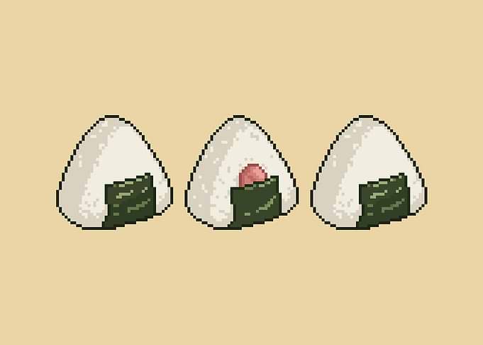 Pixel Art Onigiri Trio