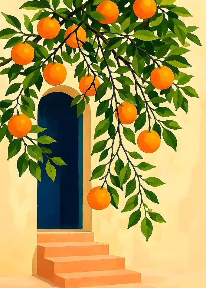 Mediterranean Orange Tree Doorway