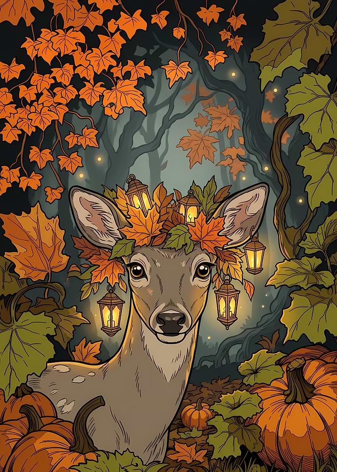 Autumn Deer Halloween Thanksgiving Cute Animals