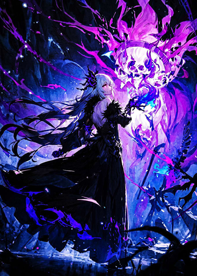 Dark Sorceress Summoning Purple Magic