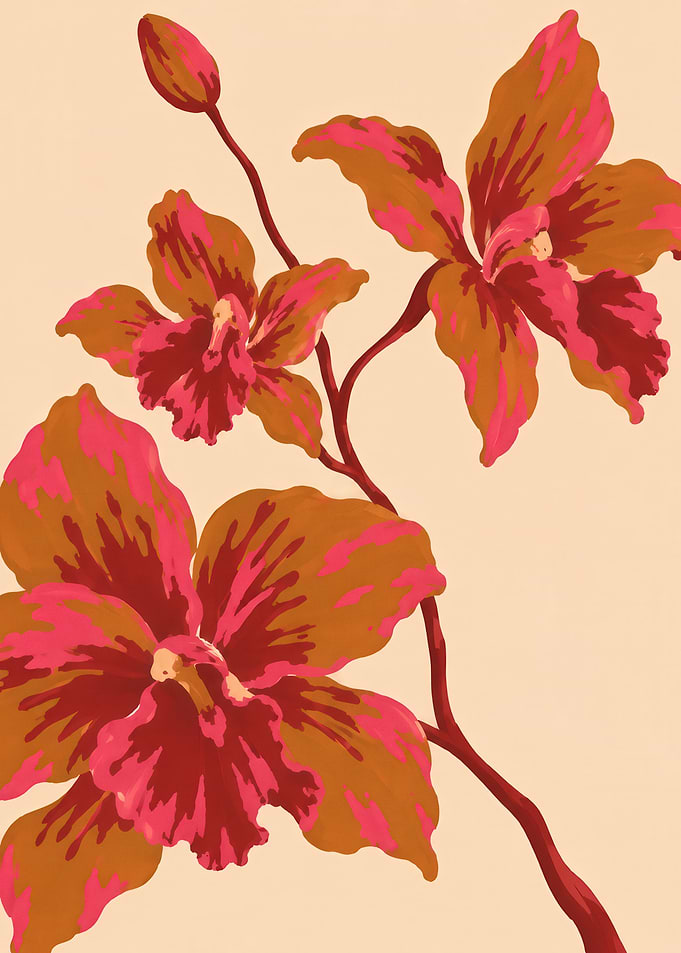 Elegant Painted Orchid Floral Illustration