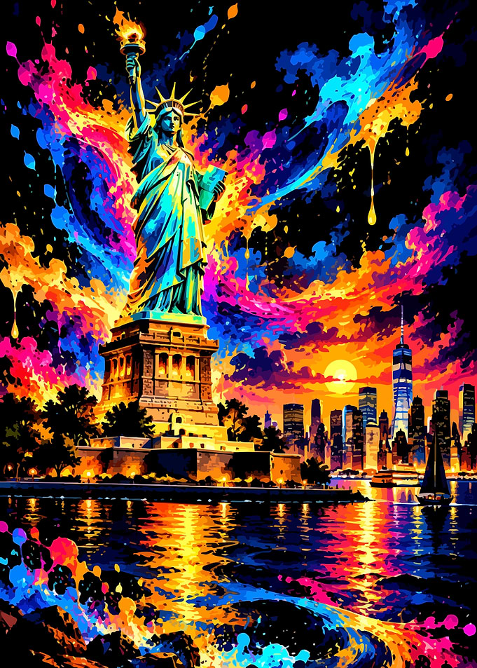 Colorful Statue of Liberty New York